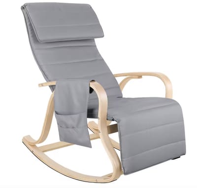 Varnox Schommelstoel - Stoel - Fauteuil - Relax stoel - Relax Fauteuil - Woonkamer stoel - Leesstoel - Linnen - Katoen - Afneembare hoes - Wasbaar - Grijs
