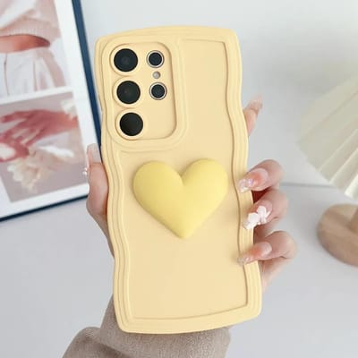 Zachte TPU Love Hart Golvende Hoes voor Samsung Galaxy S25 S23 S21 S20 FE S24 S22 Ultra Plus + A55 A35 A25 A15 A54 A53 A34 5G A05 A05s Galaxy S24 beige