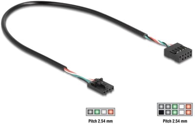 Delock Cable USB 2.0 pin header female 2.54 mm 4 pin to USB 2.0 pin header female 2.54 mm 10 pin 30 cm