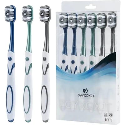 360 Hele mond schoon, tandenborstel voor heren, tandenborstel met middelharde haren voor volwassenen, uitstekend reinigend effect, tanden bleken(6 stuks 6 pcs