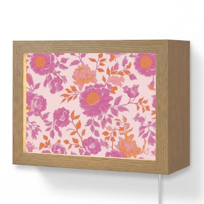 Wandlamp 20x15 cm - Oplaadbaar - Bloemenpatroon - Roze - Oranje - Bloemen - Wandlampen binnen woonkamer - Slaapkamer lamp met kabel - Decoratieve nachtlamp - Vloerlamp snoer