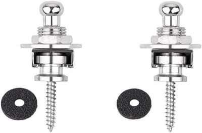 Duurzame 2-delige Gitaarband Lock Set, Eenvoudig Verwijderbaar, Veiligheidshaken voor Gitaar- en Basbanden, 32mm, Zilver