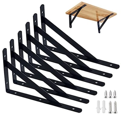 Plankhouders - Wandsteunen - Opbergen - Zware belasting - 200 x 120 mm 6 stuks - Zwart