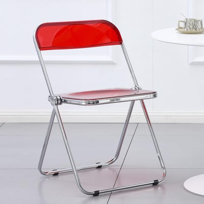 Klapstoel Transparant Acryl Rood 48 x 48 x 76 cm – Opvouwbare Design Stoel voor Eetkamer, Woonkamer, Balkon & Kantoor – Ergonomisch, Ruimtebesparend & Modern – Laura