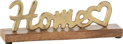J-Line decoratie Home Hart op voet - aluminium/hout - goud
