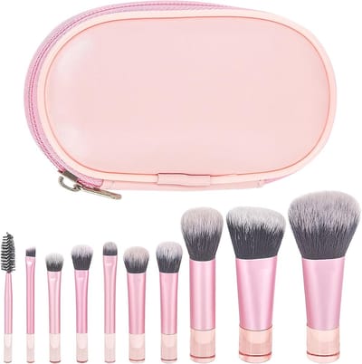 10-delige Mini Make-up Borstelset met Opbergzak - Professionele Cosmetische Borstels voor Foundation en Make-up Toepassingen