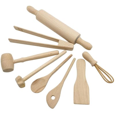 Kinderen Houten Keukengerei Speelkeuken Speelgoed Simulatie Beukenhouten Lepel Spatel Eierklopper Klem Speelkeuken Set