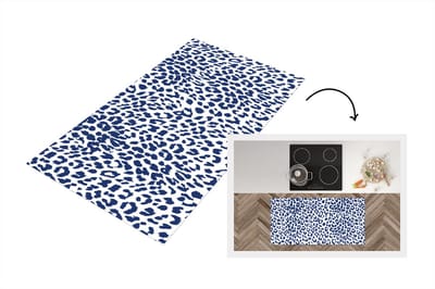 Keukenloper - Loper keuken - Panterprint - Blauw - Wit - 120x60 cm - Keukenloper vinyl
