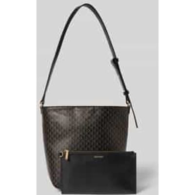 Calvin Klein Emblem All-over Print Medium Bucket Bag Black Maat: OS | Handtassen Outlet | Dames | Zwart