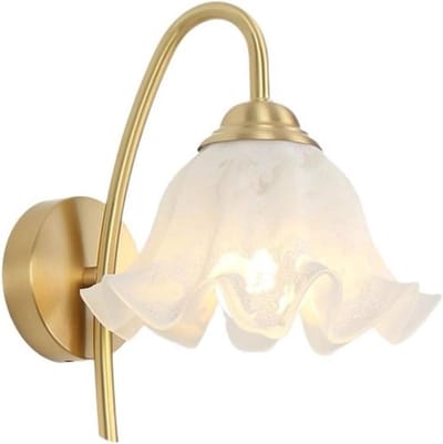 Wandlamp Koper Glas - Sfeerverlichting Nachtkastje - Moderne Woondecoratie - Glazen Lampenkap - 23 x 25 cm - Koper