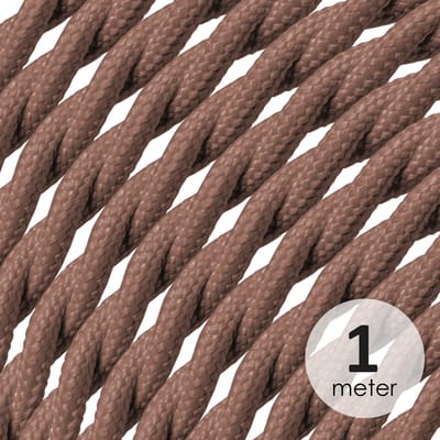 Home Sweet Home - Strijkijzersnoer gedraaid Bruin - stof - bestel per meter - elektriciteitssnoer 3 aderig - textielkabel 3x0.75m² - VDE gekeurd