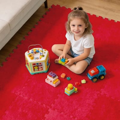 Pluche Schuim Tegels voor Woonkamer en Slaapkamer, 12 Stuks, 30 x 30 x 1 cm, Comfortabele Vloerbedekking en Speelmat voor Kinderen