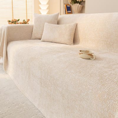 Qianyi effen chenille bankhoes, lichte luxe, hoogwaardige bankhanddoek, anti-krabkussen voor katten, complete hoes 180*130cm