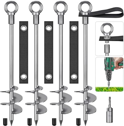 Stabiele Grondankers - 45 cm Metalen Tentharingen voor Trampolines, Schommels, Camping, en Carports - 4 Stuks
