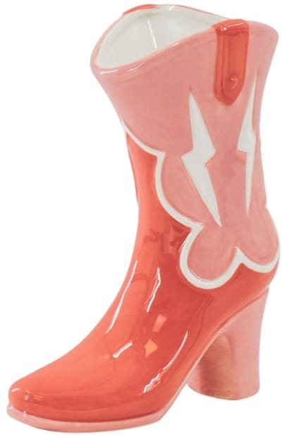 Housevitamin Bloemenvaas- Laars Vaas- Keramiek-Roze/Oranje- 16,5x10.5x26,5cm