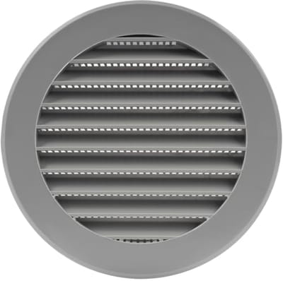 Grijs 10,5 cm Ventilatierooster - Ronde In- of Uitlaat met Schermgaas voor Badkamer, Keuken en Thuis kantoor