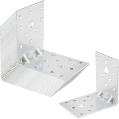 SOTECH 20-delige set hoekbeugels, hoekverbinders, 75 × 75 × 60 mm met 2 ribben (versteviging), 90°, materiaaldikte 2,5 mm, zware hoekbeugels van thermisch verzinkt staal. Hoekbeugels