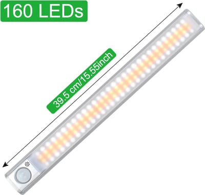 TLVX Led lamp met bewegingssensor en lichtsensor | Draadloos | Accu USB Oplaadbaar | LED Sensor lamp | Beweging sensor | Licht sensor | Dimbaar | Light Motion Sensor | 40 CM | 160 leds | Nacht Lamp LED | Magneet strip | Kastverlichting | LED-strip