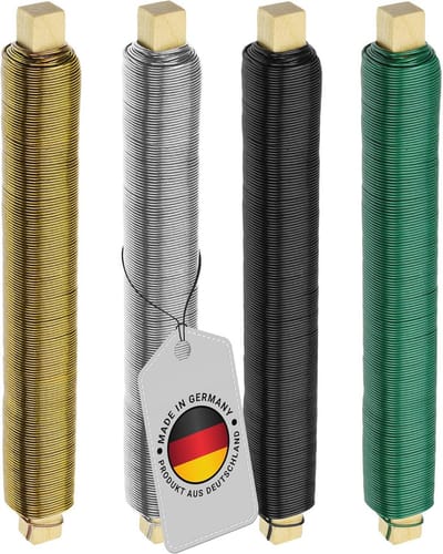 Bloemendraad 4x 35m - Galvaniseerde Windingdraad voor Tuin en DIY - Kleur: Groen, Zwart, Zilver, Goud