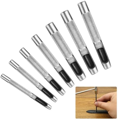 Set van 7 Stalen Rond Hamerperforators voor Leer - 5mm tot 11mm Gaten voor Horlogeband, Schoenen en Textiel