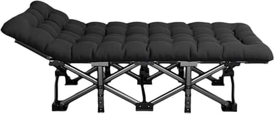 Camping Bed - Opklapbaar Ledikant - Buiten Ontspannen - Met Afneembaar Matras - 190 cm Lang - Grijs