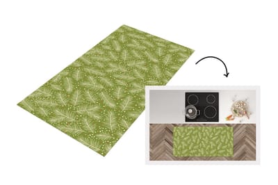 Keukenloper - Loper keuken - Dennentak - Patronen - Kerst - Winter - 120x60 cm - Keukenloper vinyl