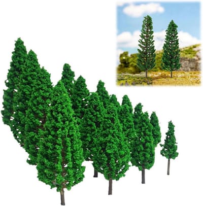Miniatuurbomen Set 16 Stuks – 3,5-16 cm – Modelbomen voor Diorama, Spoorlandschap en Architectuurmodellen