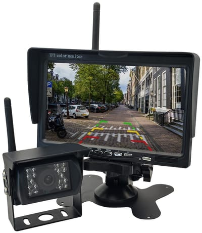 Draadloze Achteruitrijcamera - 7 Inch LCD Scherm - 12-24V - Complete Set - Auto, Bus, Vrachtwagen & Camper - Nachtzicht & Waterbestendig - QZ708