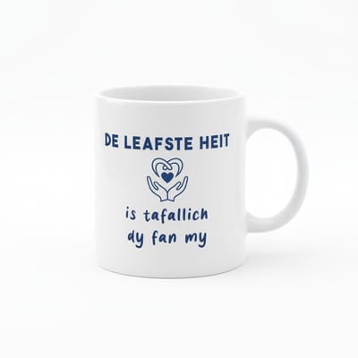 Liefdevolle Friese Tekst Koffiemok “De Leafste Heit Is Tafallich Dy Fan My” – Vaderdag Cadeau – 330 ml Keramische Mok