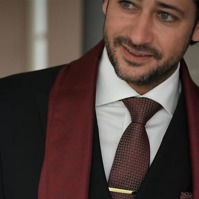 Sir Redman - Stropdassen - stropdas Talented Tailor bordeaux - bordeaux / cognac / lichtblauw