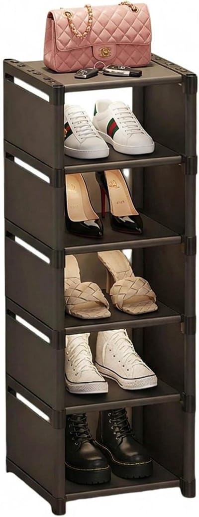 Schoenenrek - Schoenenkast Stapelbaar - Ruimte Besparen - Stabiele Constructie - 6 Niveaus - Zwart