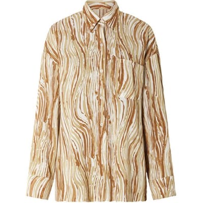 ESMARA Dames oversized blouse (Patroon wit/beige, 34)