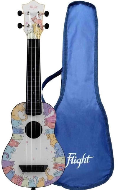 Flight TUS40 Kitty Travel Ukulele Soprano met Linden Top en ABS Body