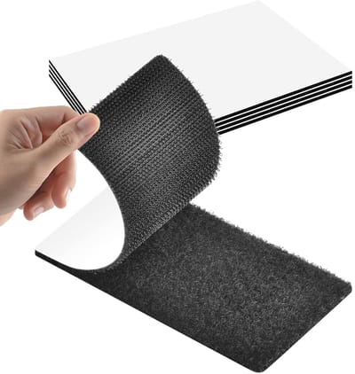 Extra sterke dubbelzijdige tape, 4 paar, zwart nylon, waterdicht, 20 cm lang, 10 cm breed, ideaal voor knutselen, gordijnen en fotolijsten