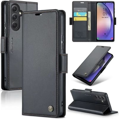 CaseMe Wallet Case met RFID Bescherming en Magneetsluiting voor Samsung Galaxy A54 5G _ Zwart