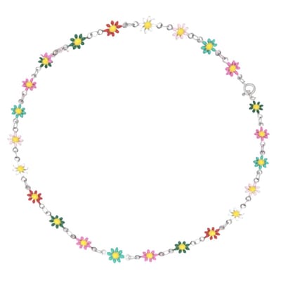 Enkelbandje- Madeliefje- gekleurd- rvs- 19/22 cm- emaille- Charme Bijoux