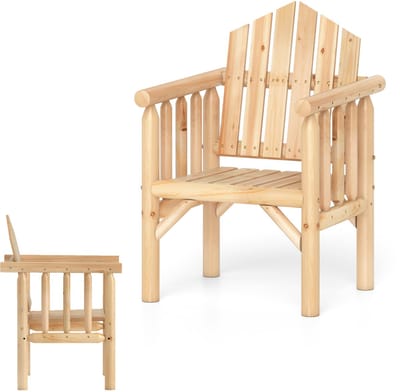 KOMFOTTEU Houten tuinstoel, outdoor stoel met armleuningen en hoge hellende rugleuning, tuinstoel, belastbaarheid 150 kg, terrasstoel voor balkon, achtertuin, 66 x 62,5 x 98 cm