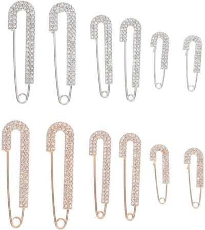 longziming -Strass Broche - Strass Speld - Mode Accessoire - Directe Visuele Upgrade - Veilige Naald Constructie - Metaal En Strass - Elegant En Veelzijdig - Voor Diverse Kledingstukken - 12 Stuk