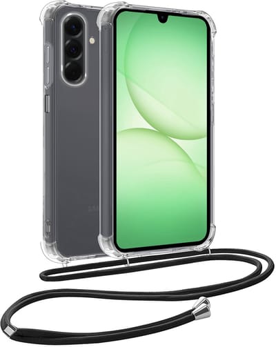 Hoesje Geschikt voor Samsung Galaxy A17 - Met Koord - Shock Proof - Siliconen Case - Back Cover - Telefoonkoord - Telefoon Hoes Shockproof - Telefoonketting - Transparant