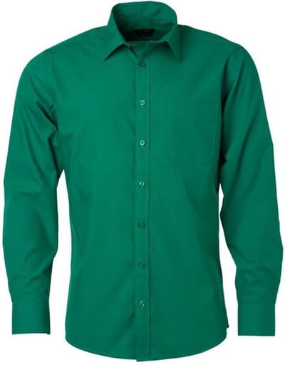 James and Nicholson Heren Longsleeve Poplin Shirt (Iers Groen)