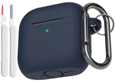 Zachte Siliconen Beschermhoes voor AirPods 4e Generatie met Reinigingsset - Schokabsorberend, Volledig Beschermend, Blauw