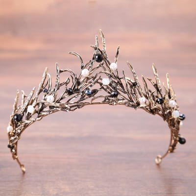 Bruidshoofddeksel Barok Oud Goud Tak Handgemaakte Kroon High End Prinsessenkroon Bruiloftsaccessoires Kroon Haaraccessoires gray