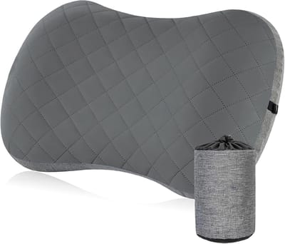 Lichtgewicht Opblaasbaar Kampeer- en Reiskussen Grijs – Comfortabel Hoofdkussen voor Tent, Strand en Outdoor