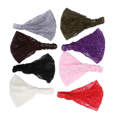 8 stuks Kant Hoofdbanden Haarbanden Hol Elastisch Vrouwen Meisje Haar Rekbare Banden Haaraccessoires gray