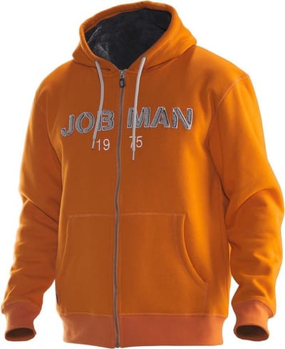 Jobman 5154 Vintage Hoodie Lined 65515438 - Oranje/Donkergrijs - S