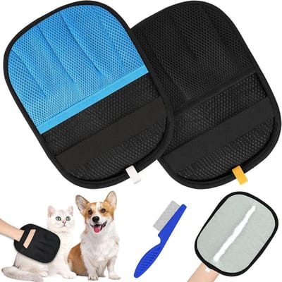 Haarverwijderingshandschoenen voor Huisdieren - 2 Stuks, Anti-Statisch, Ideaal voor Honden en Katten, Onderkleding Borstel en Vacht Verzorging