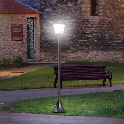 STILVORA Padverlichting – Solar Led Tuinlantaarn – 15 x 15 x 120 cm – RVS – Zwart – Weerbestendige Wegverlichting voor Tuin en Pad