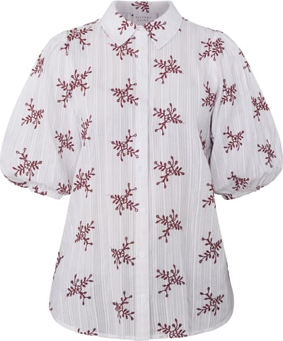 SISTERS POINT Ella-sh53 - Dames Blouse - White/bordeaux - Maat XS