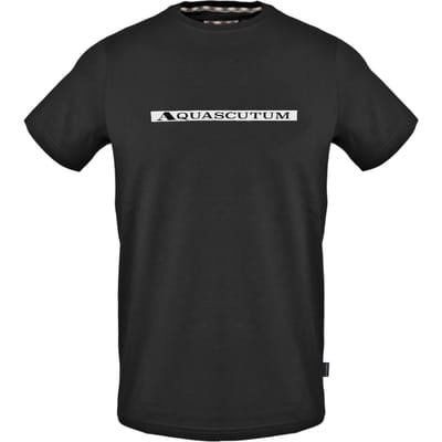 Aquascutum Heren-T-shirt met ruitjespatroon (Zwart)