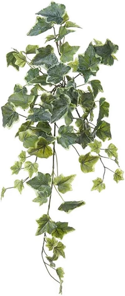 Louis Maes Kunstplant met blaadjes hangplant Klimop/hedera - groen/wit - 58 cm - Klimplanten